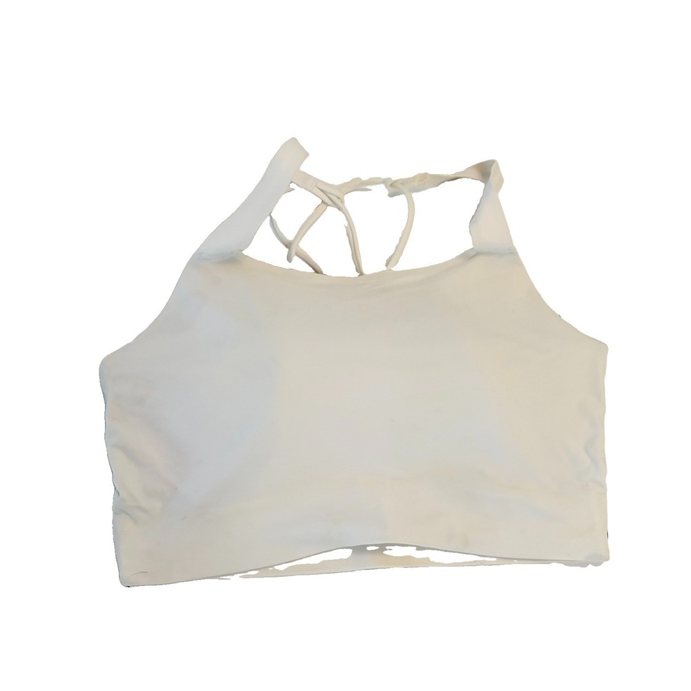Nike Women M White Luxe Swoosh Dri-Fit Sports Bra Support Size M Soft Strappy